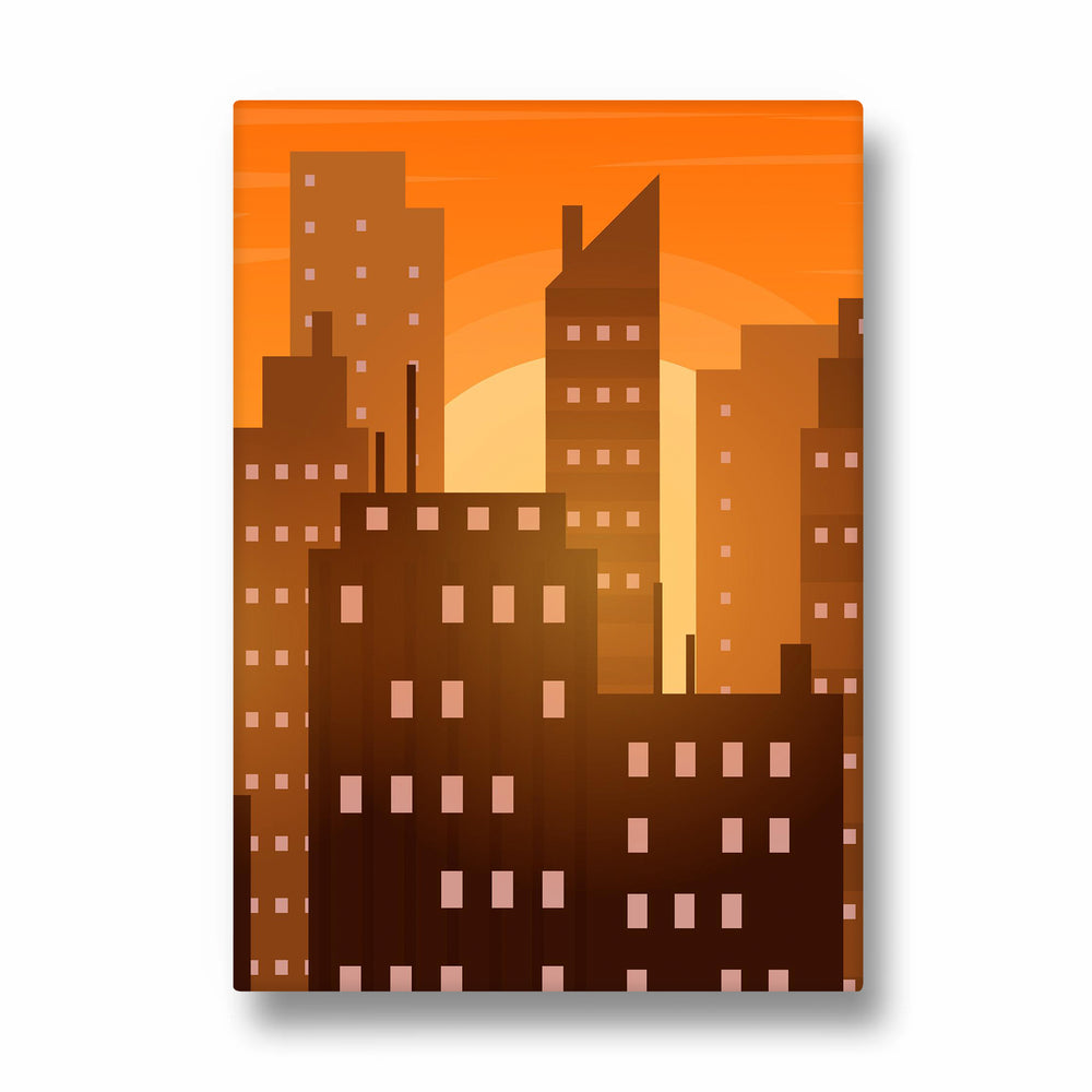 Amber Sunset Skyline - City Wall Art