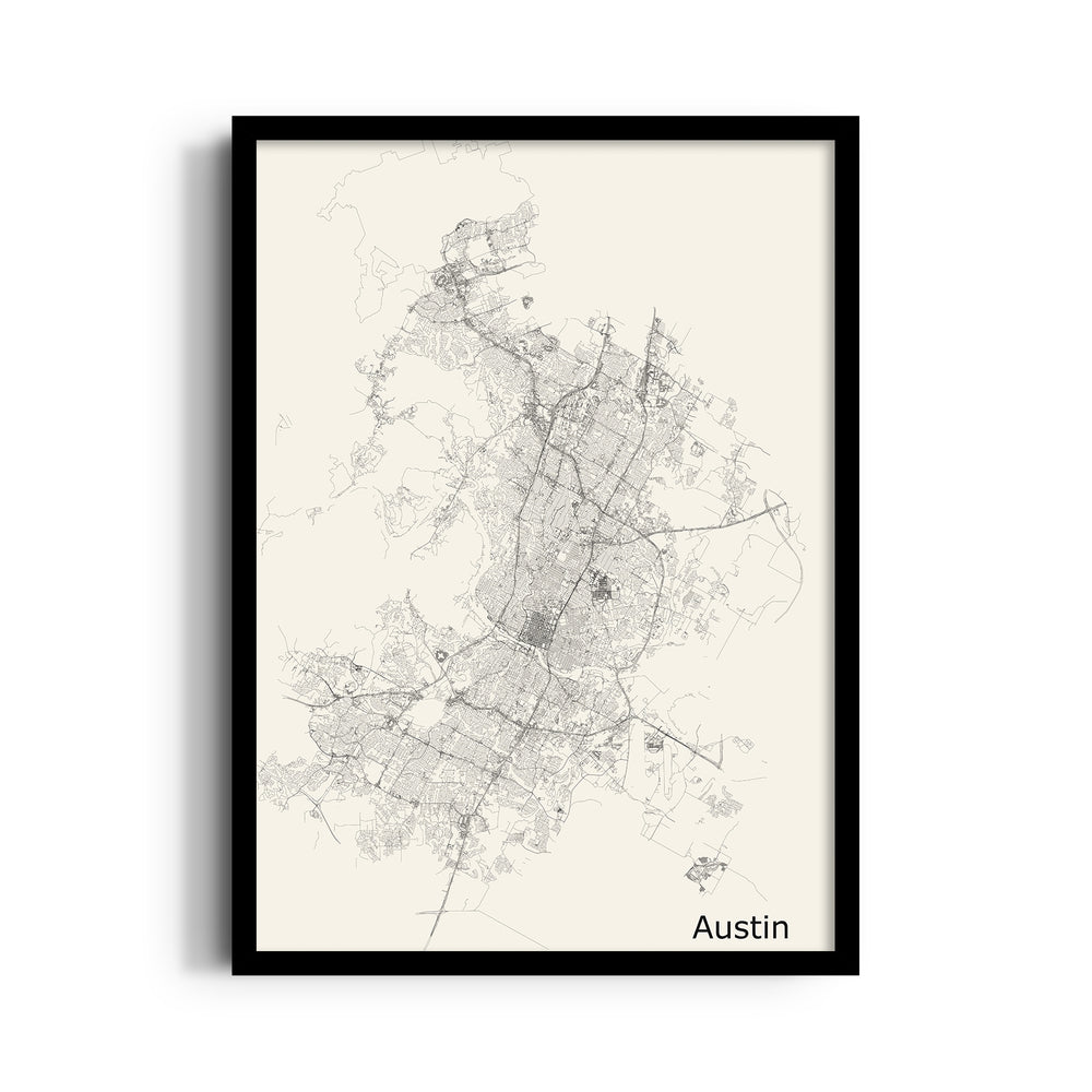 Austin Urban Lines - street map wall art