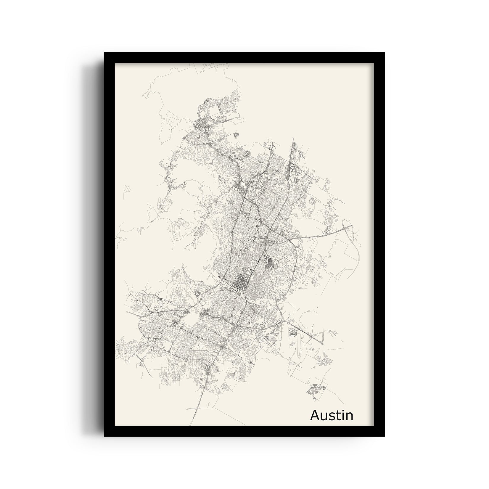Austin Urban Lines - street map wall art