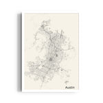 Austin Urban Lines - street map wall art