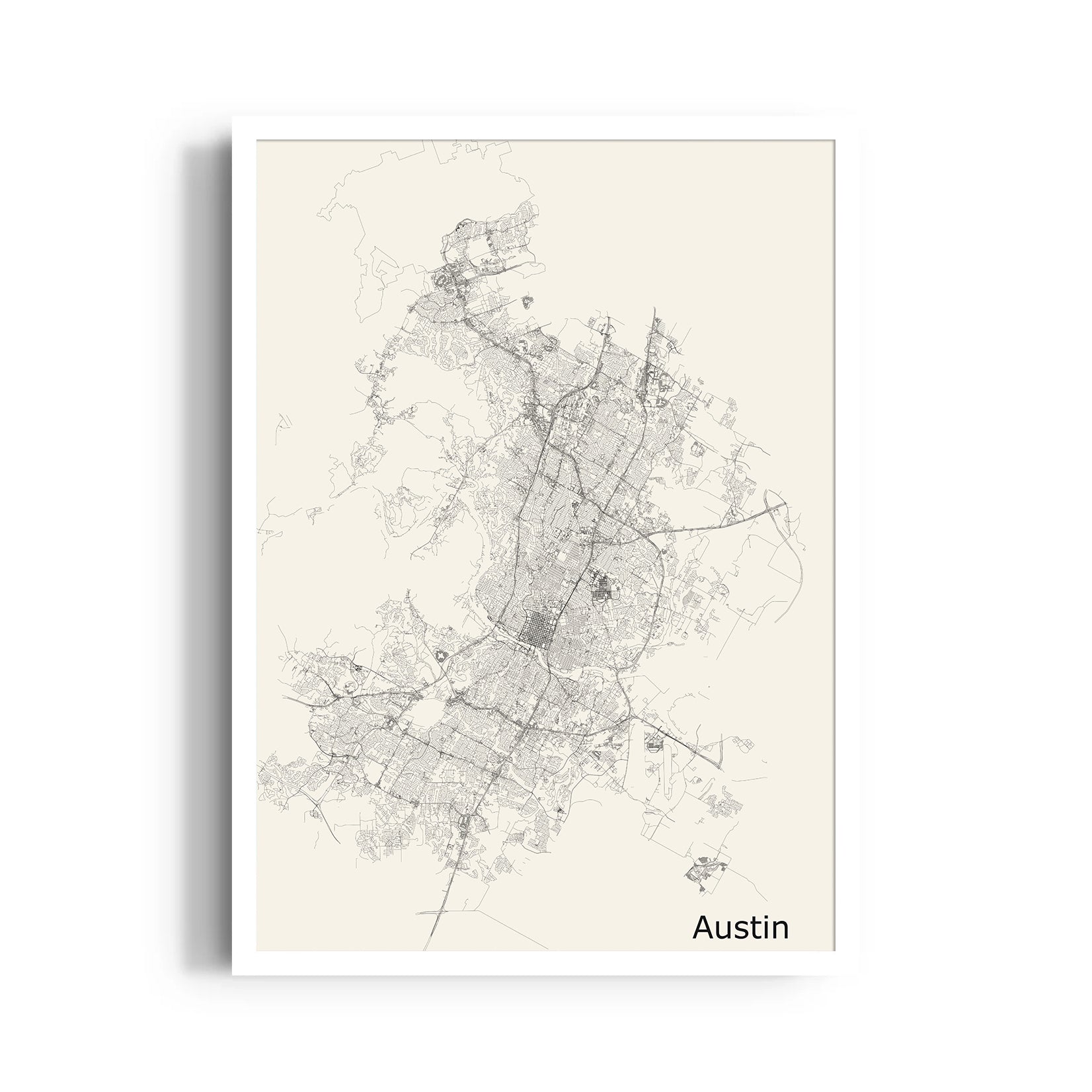 Austin Urban Lines - street map wall art
