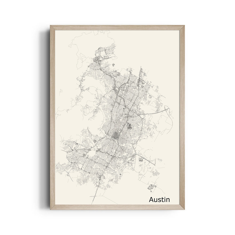 Austin Urban Lines - street map wall art