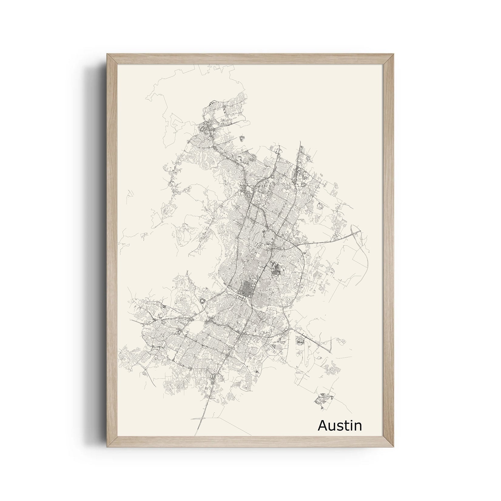 Austin Urban Lines - street map wall art