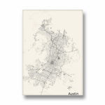 Austin Urban Lines - street map wall art