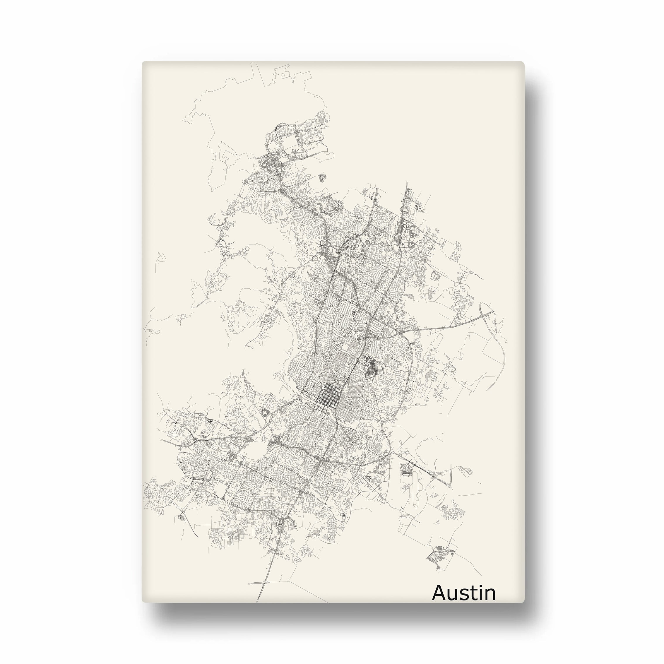 Austin Urban Lines - street map wall art