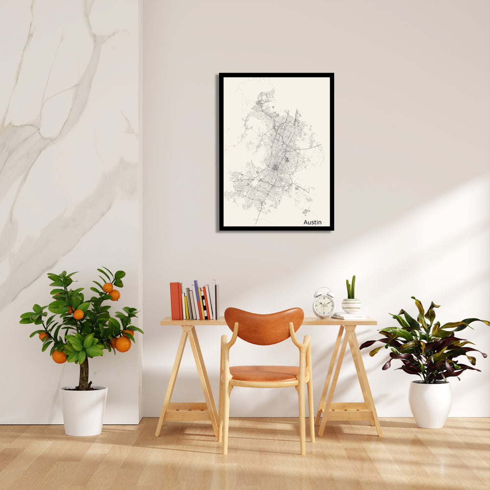 Austin Urban Lines - street map wall art