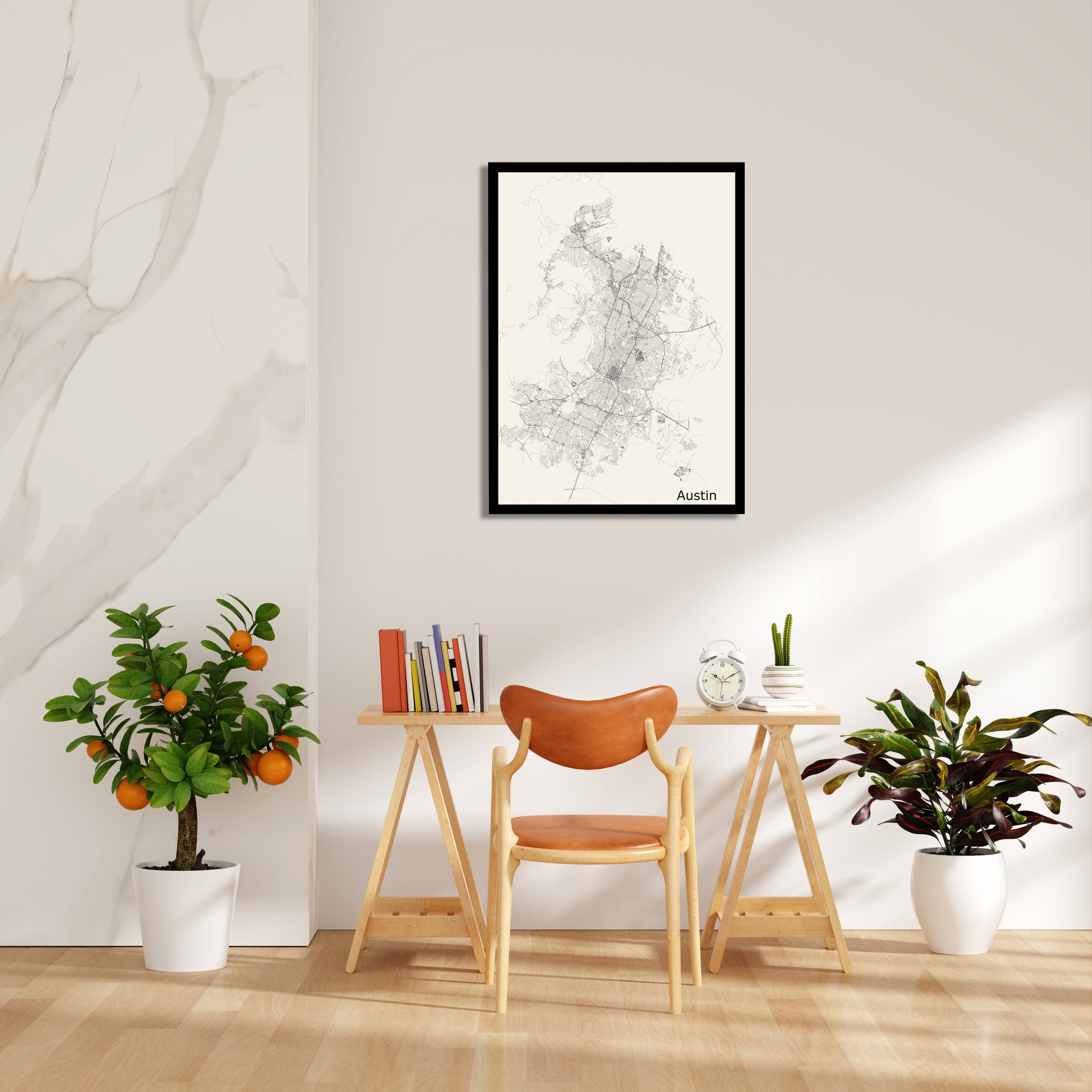 Austin Urban Lines - street map wall art