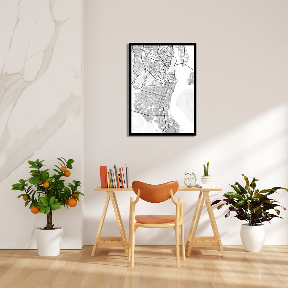 Bayfront Gridflow - street map wall art - Pillow Fights