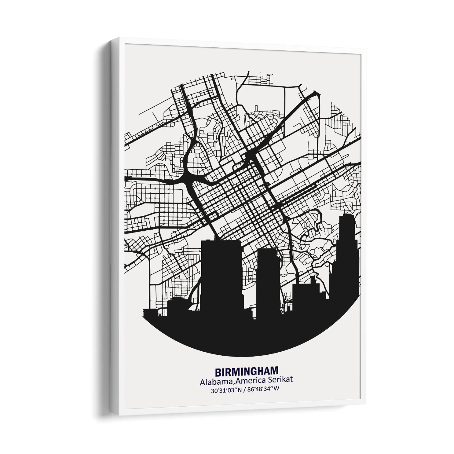 Birmingham Skyline Grid - street map wall art