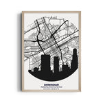 Birmingham Skyline Grid - street map wall art