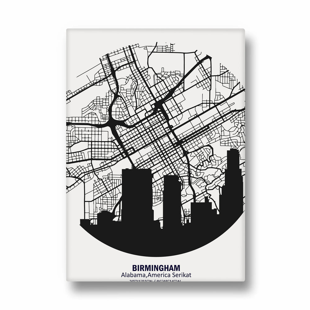 Birmingham Skyline Grid - street map wall art