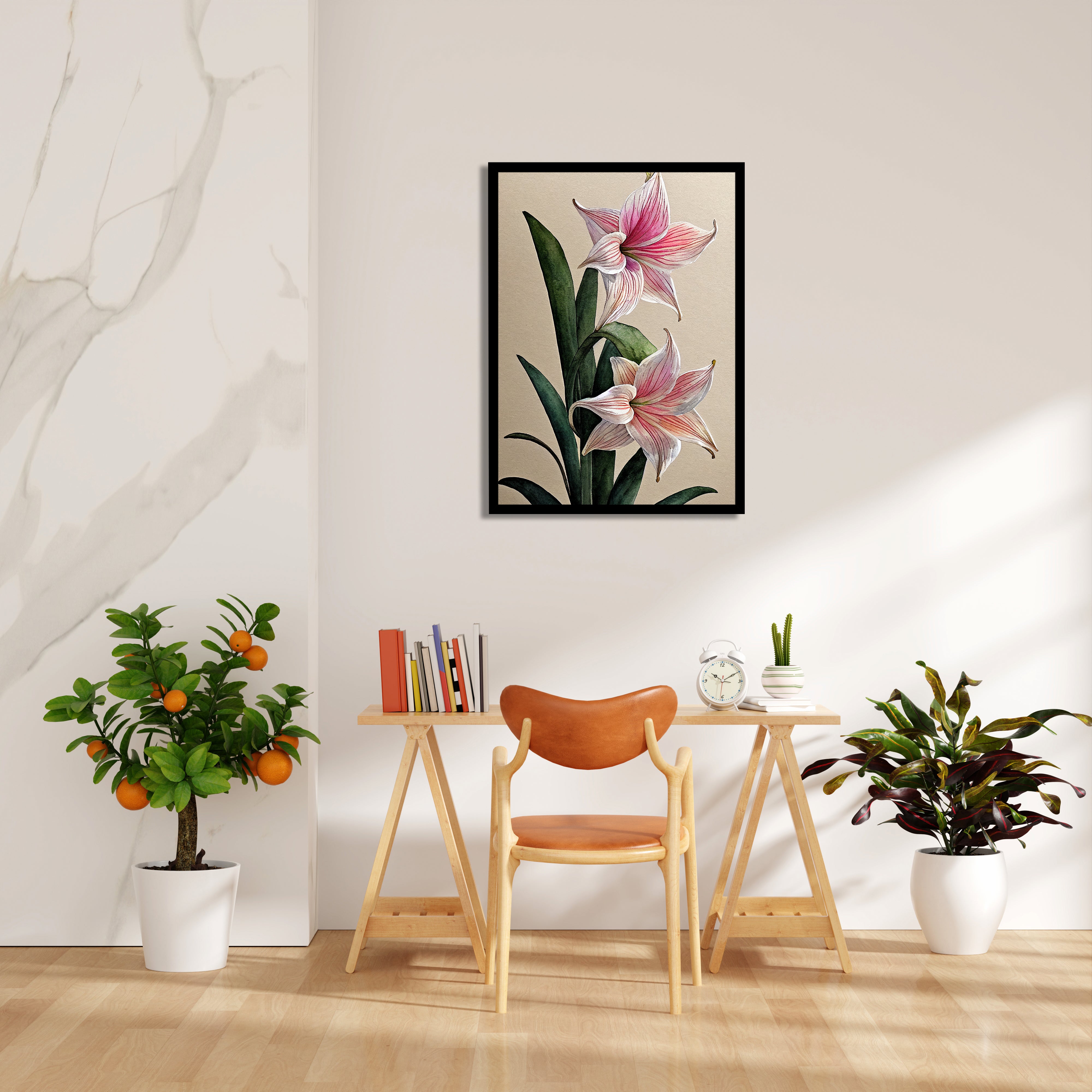 Blush Amaryllis Bloom - Botanical Wall Art