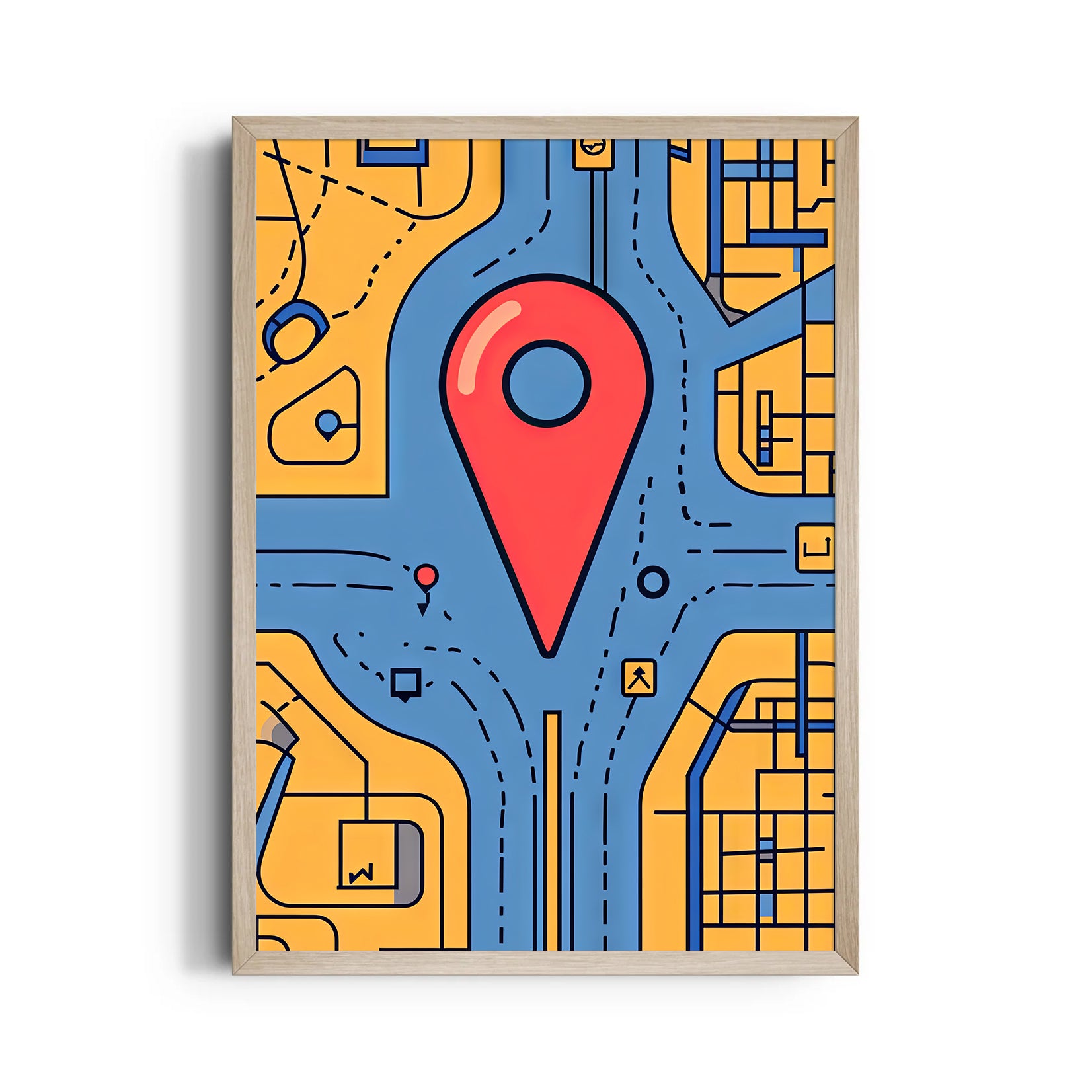 Central Pinpoint Crossroads - street map wall art