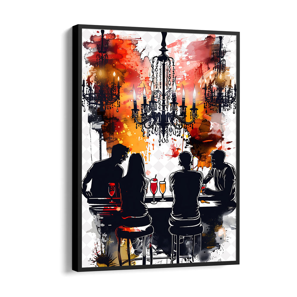 Chandelier Bar Conversations - Food & Bar Wall Art
