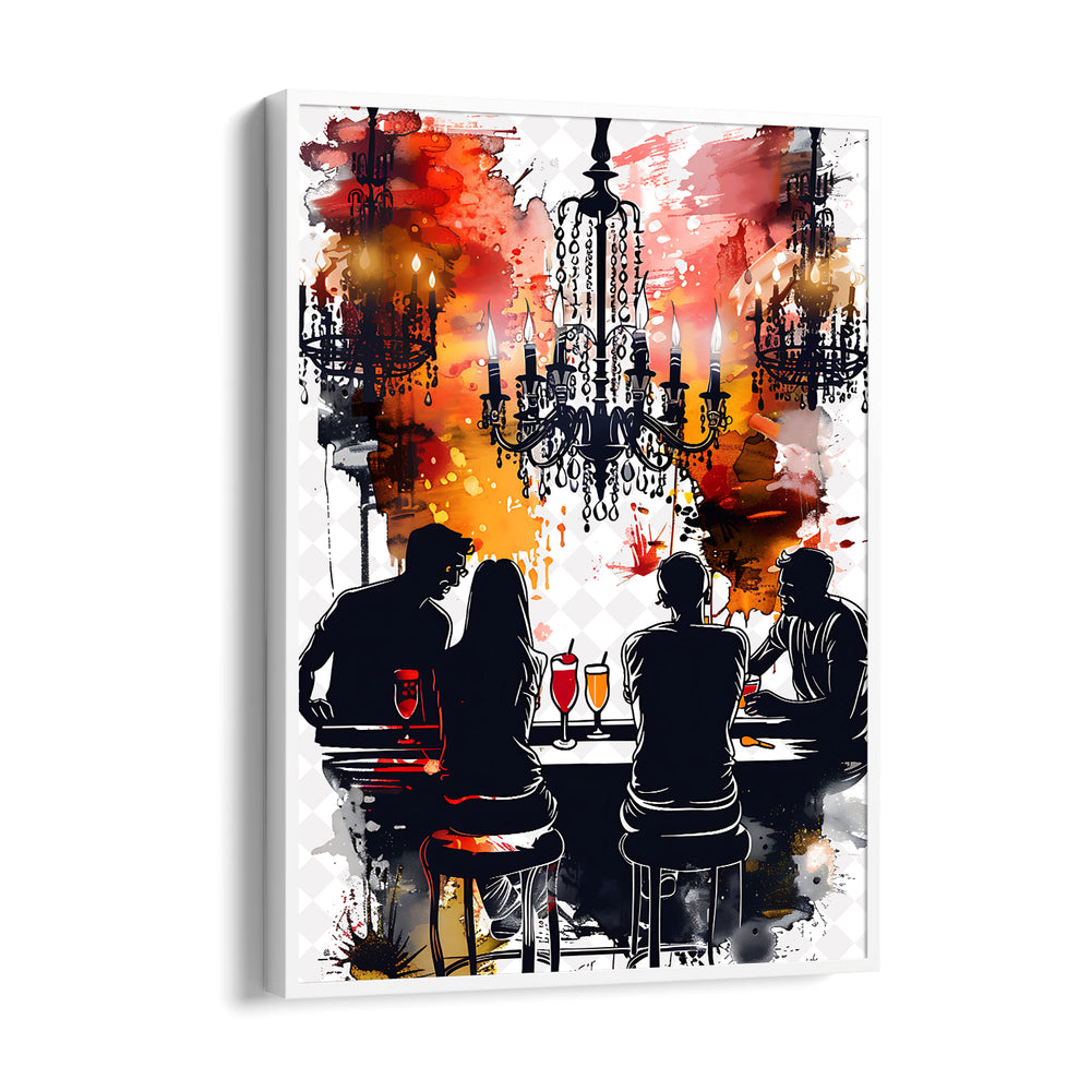 Chandelier Bar Conversations - Food & Bar Wall Art