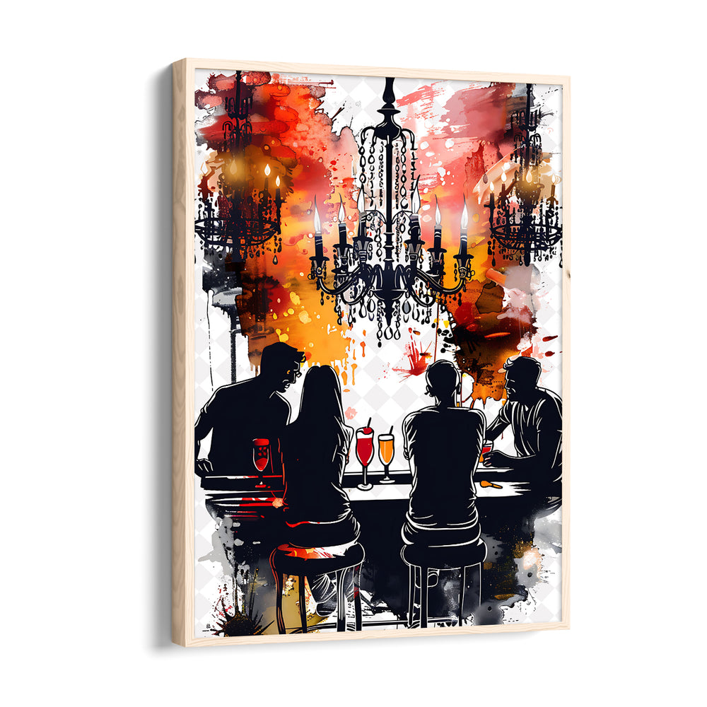 Chandelier Bar Conversations - Food & Bar Wall Art