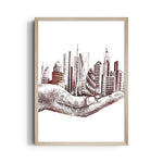 City in Your Hands - City Wall Art - Pillow Fights