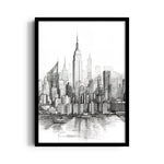 Classic Manhattan Sketch - City Wall Art