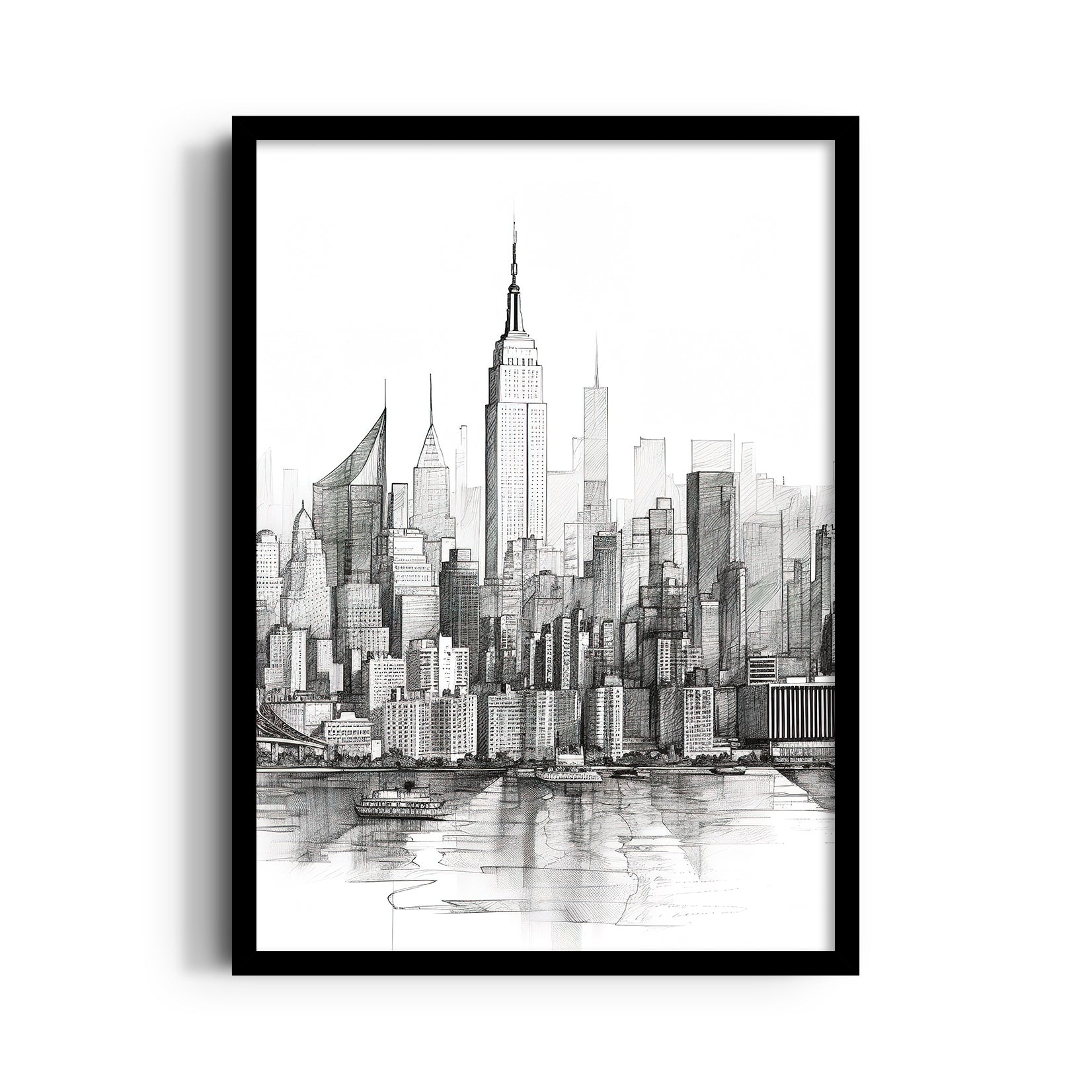 Classic Manhattan Sketch - City Wall Art