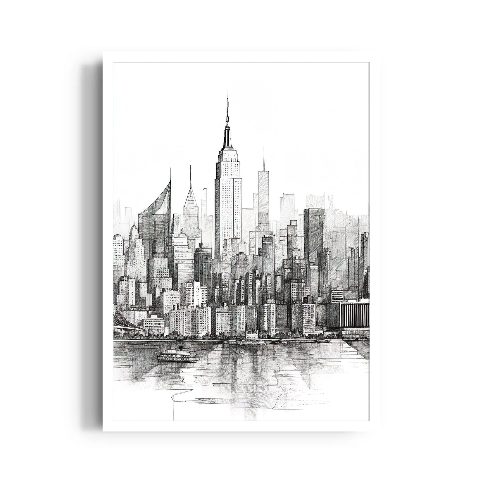 Classic Manhattan Sketch - City Wall Art