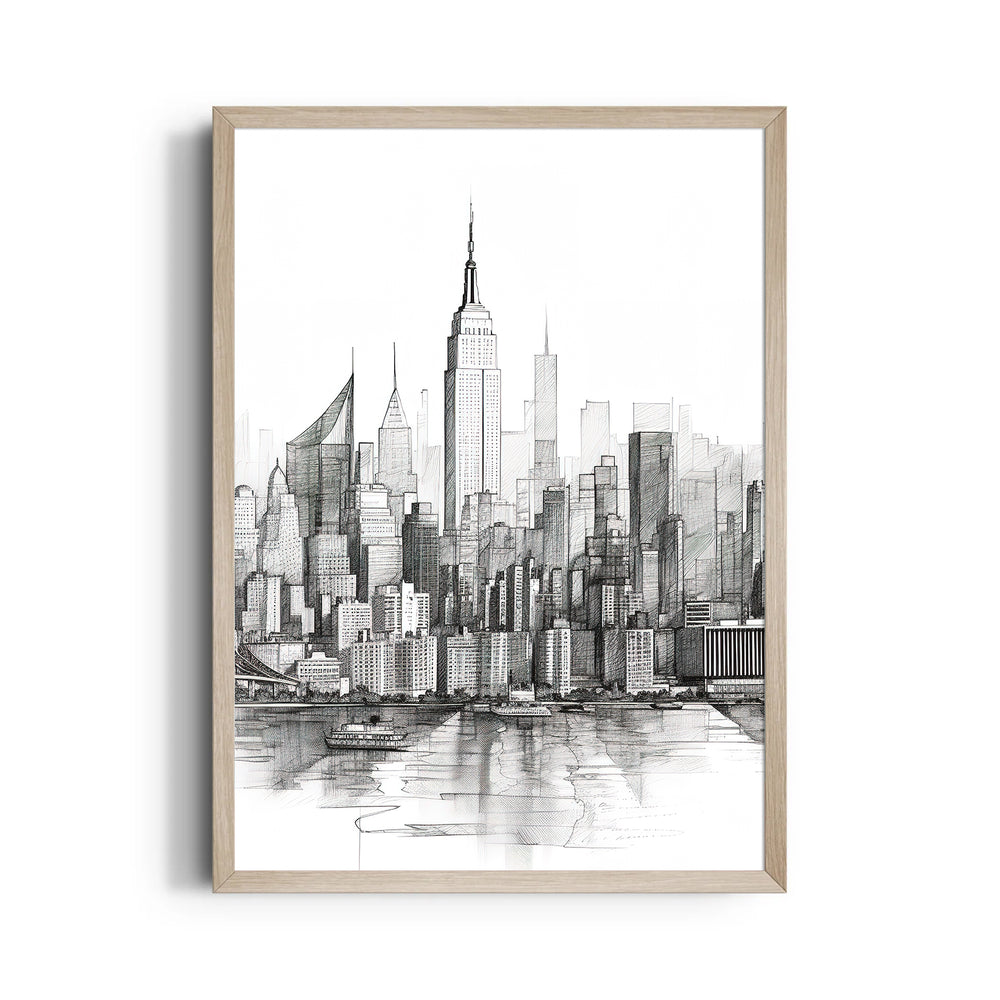 Classic Manhattan Sketch - City Wall Art