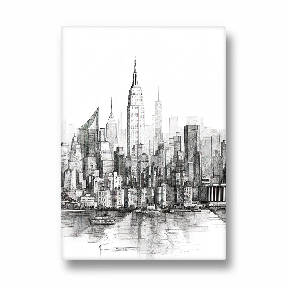 Classic Manhattan Sketch - City Wall Art