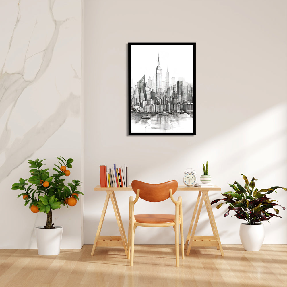 Classic Manhattan Sketch - City Wall Art