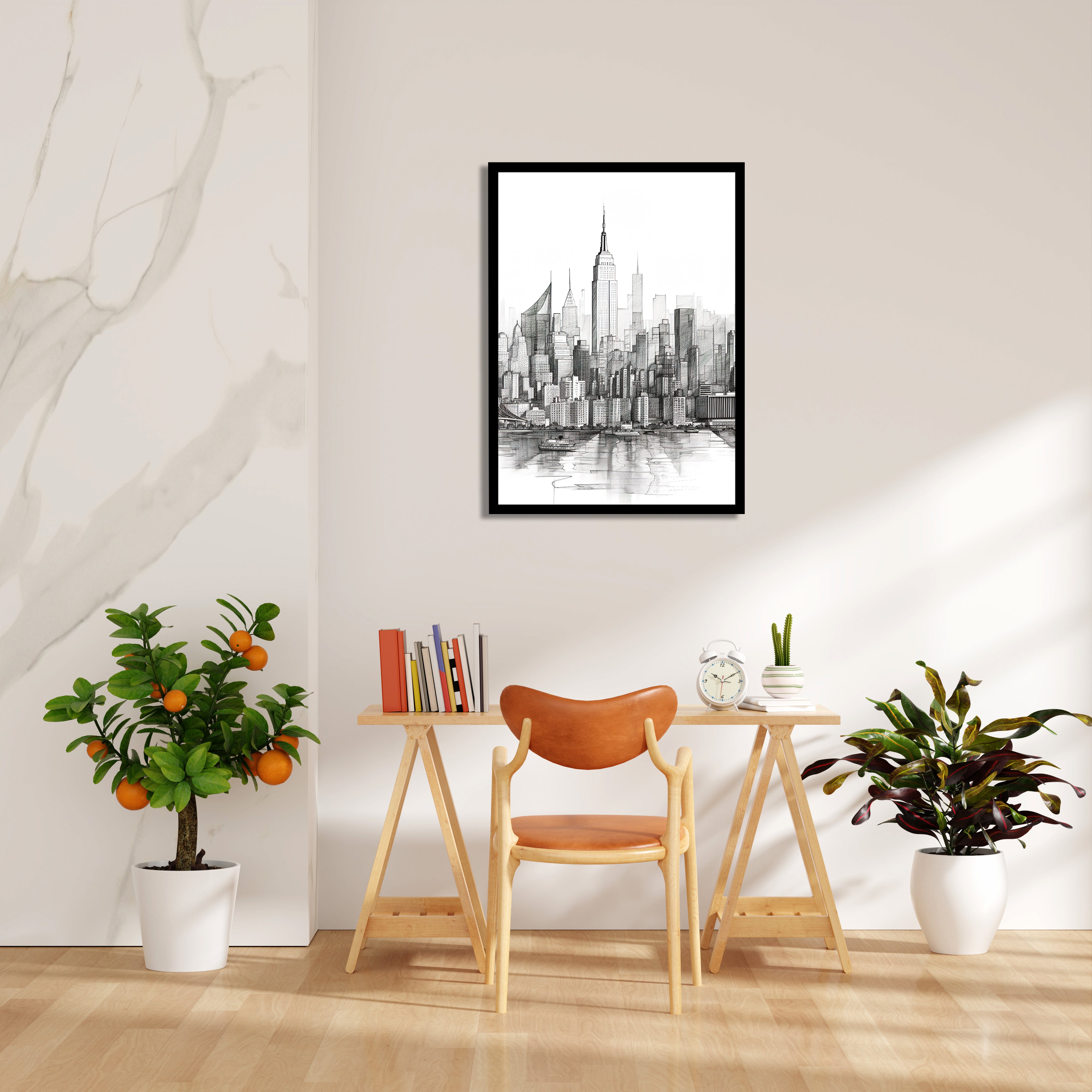 Classic Manhattan Sketch - City Wall Art