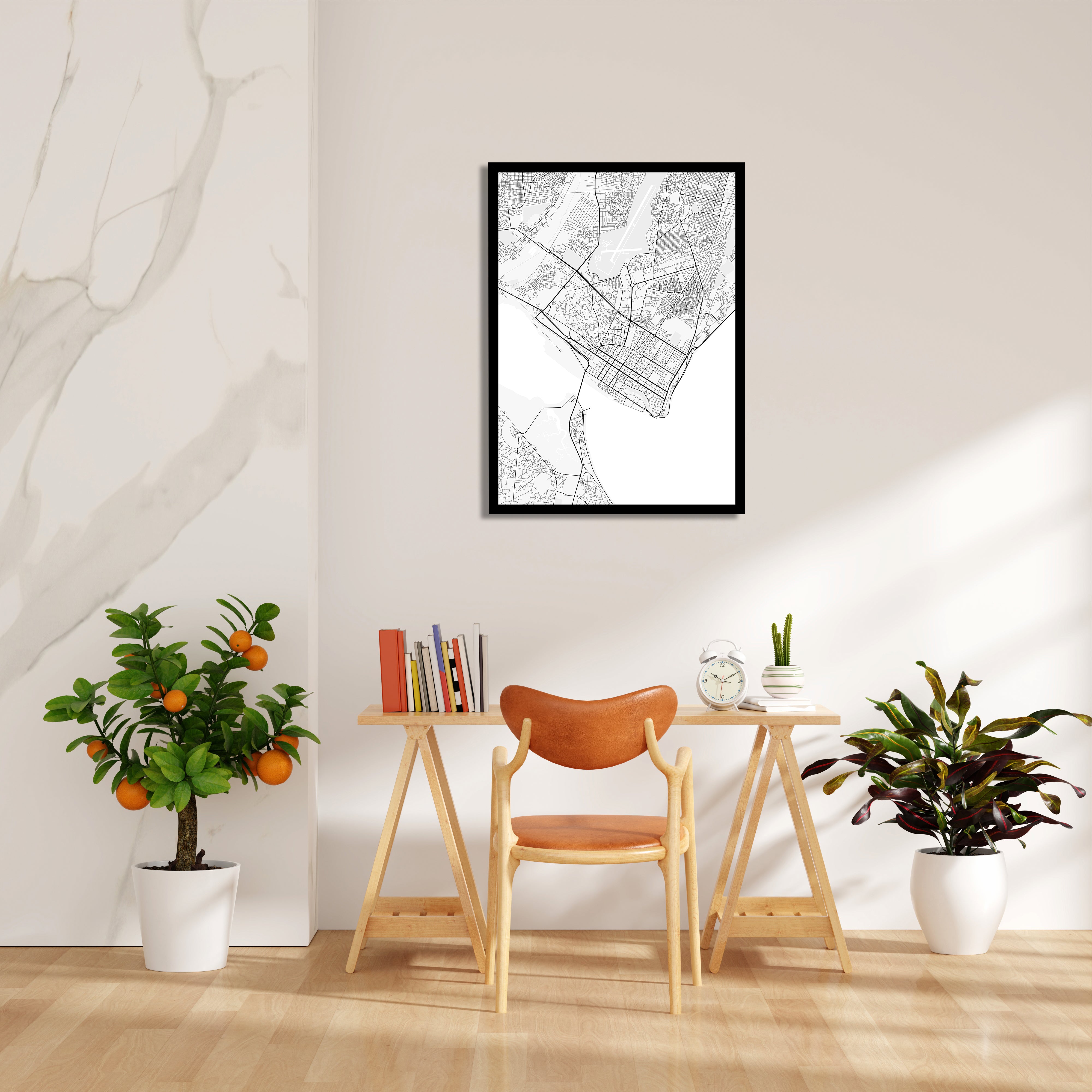 Coastal Gridlines - street map wall art