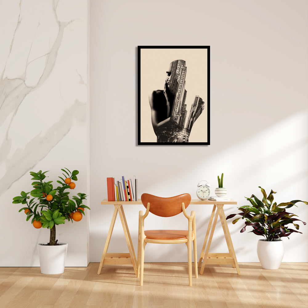 Double Exposure City Portrait – Artistic Urban Wall Art