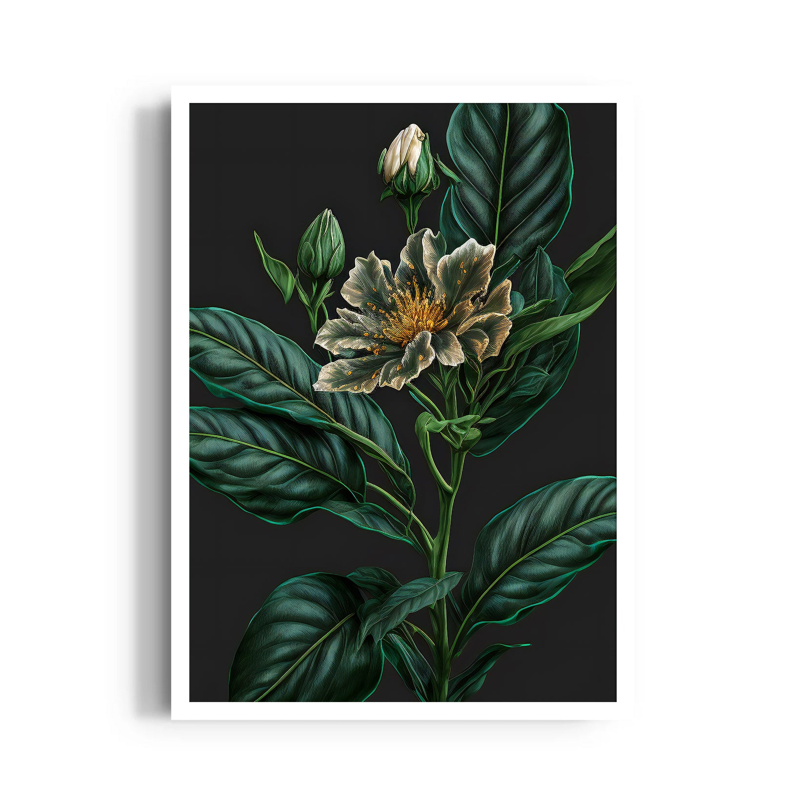Emerald Midnight Bloom - Botanical Wall Art