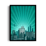 Emerald Skyline Flight - City Wall Art - Pillow Fights