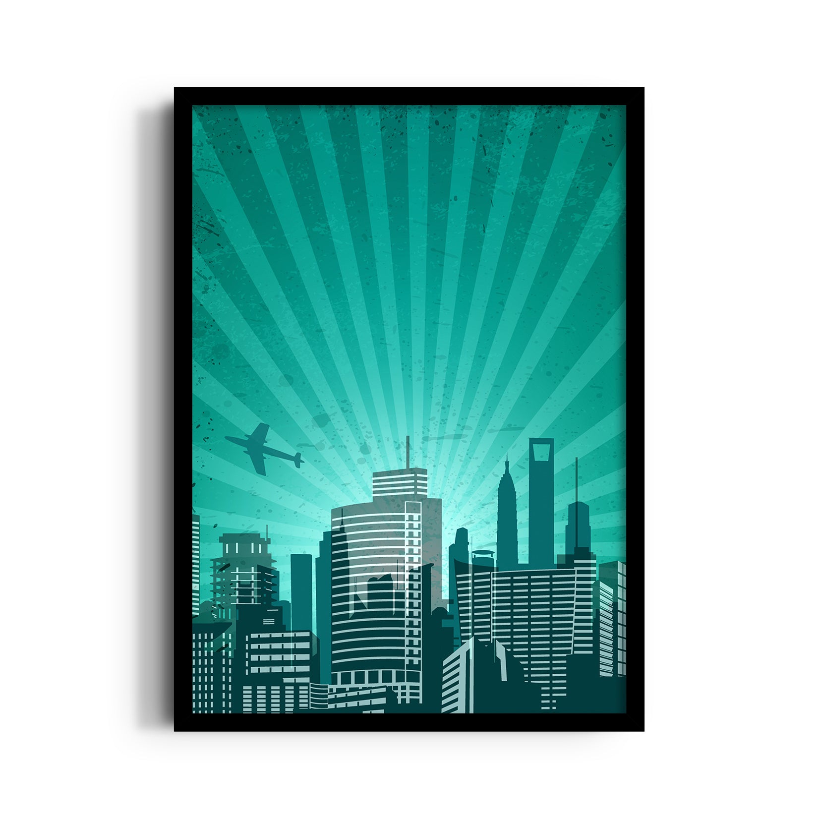Emerald Skyline Flight - City Wall Art