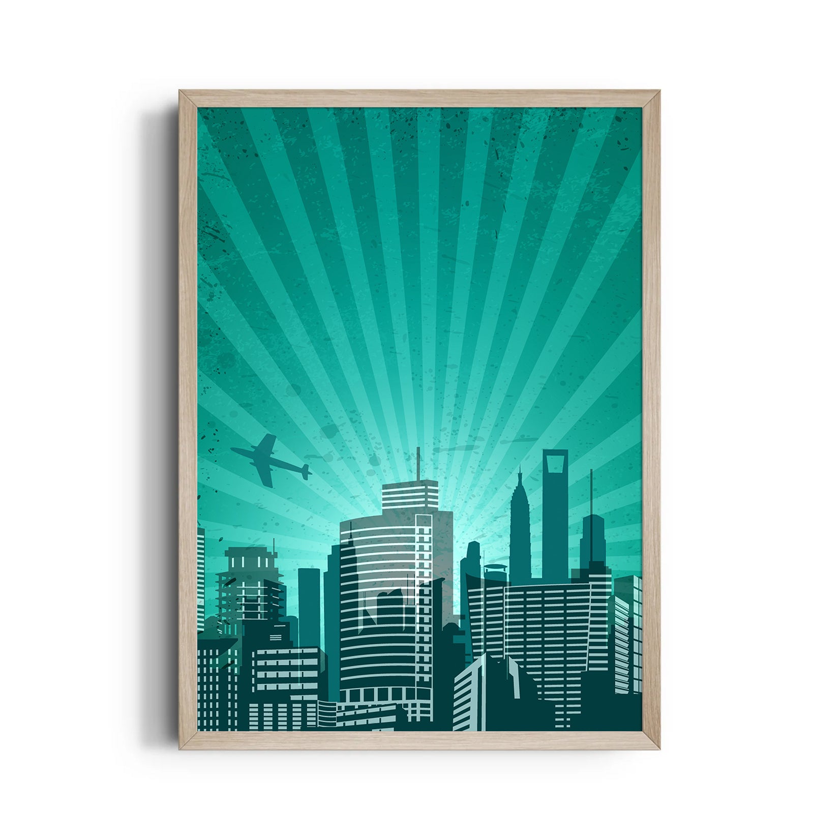 Emerald Skyline Flight - City Wall Art