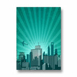 Emerald Skyline Flight - City Wall Art - Pillow Fights