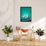 Emerald Skyline Flight - City Wall Art - Pillow Fights