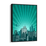 Emerald Skyline Flight - City Wall Art - Pillow Fights