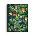Enchanted Green Neighborhood - street map wall art