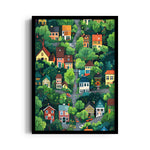 Enchanted Green Neighborhood - street map wall art
