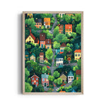 Enchanted Green Neighborhood - street map wall art