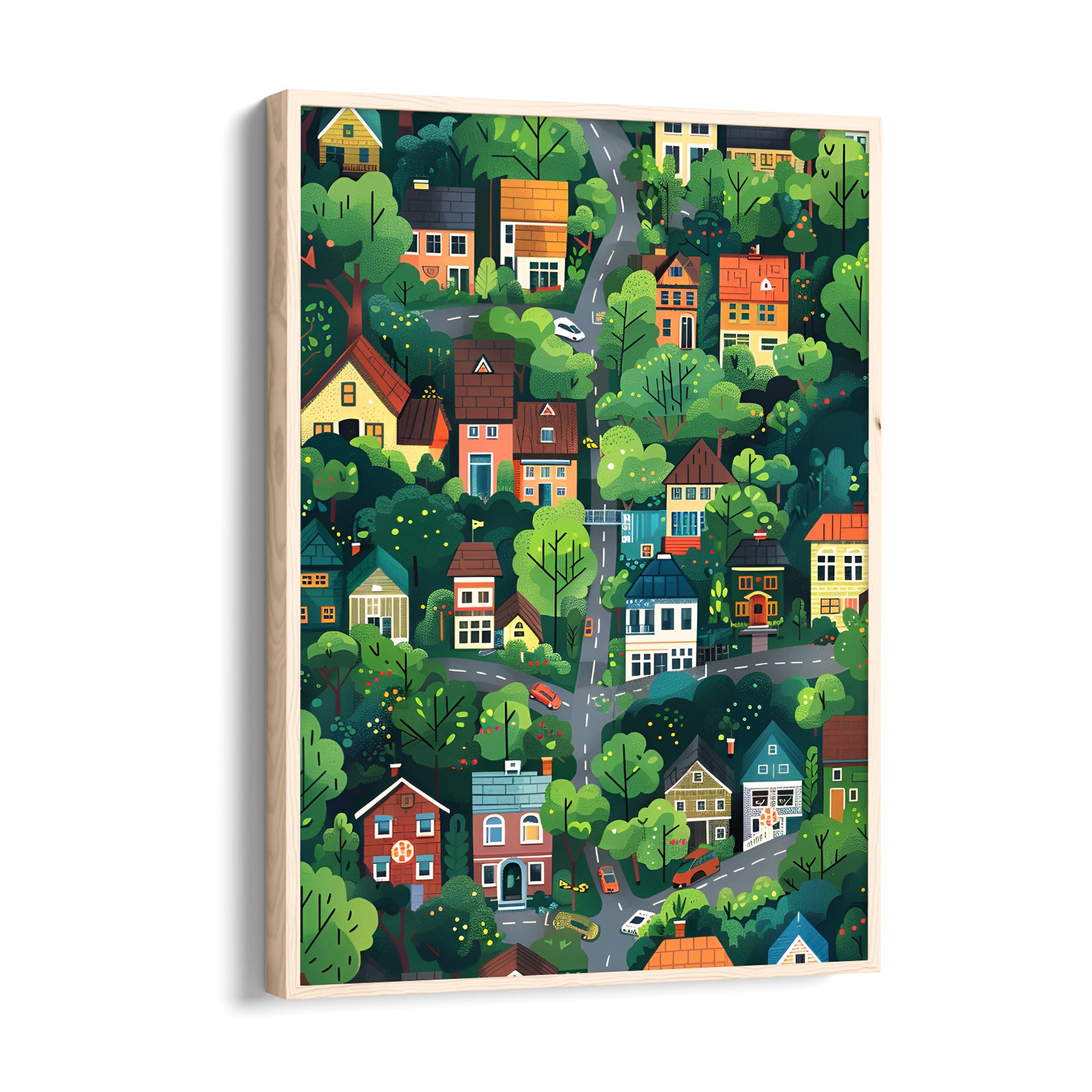 Enchanted Green Neighborhood - street map wall art