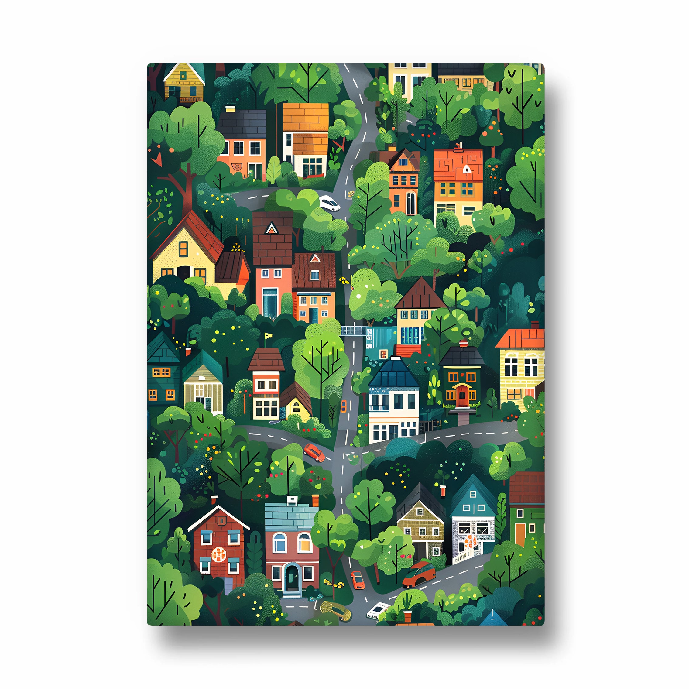 Enchanted Green Neighborhood - street map wall art