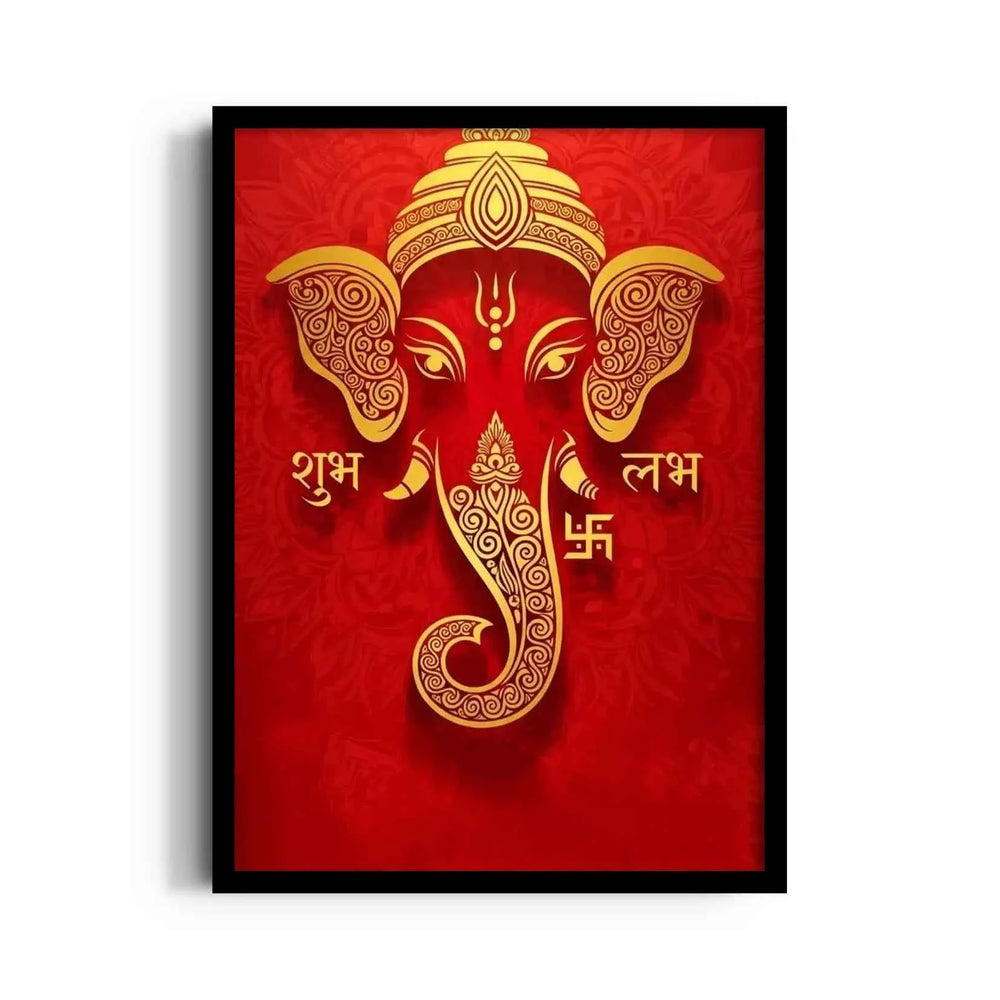 Ganesha Shubh Labh Swastika Rakta