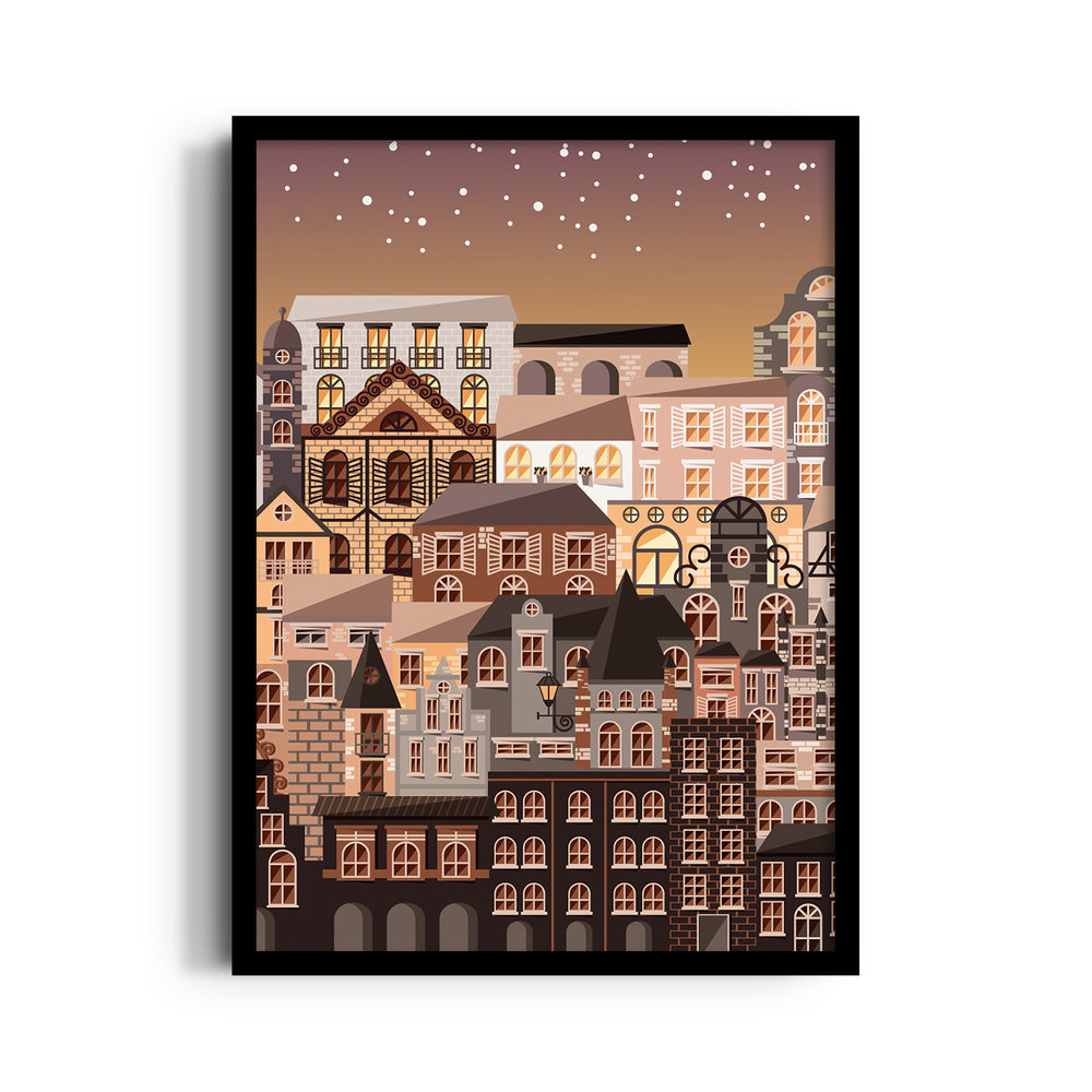 Golden Evening Old Town - City Wall Art