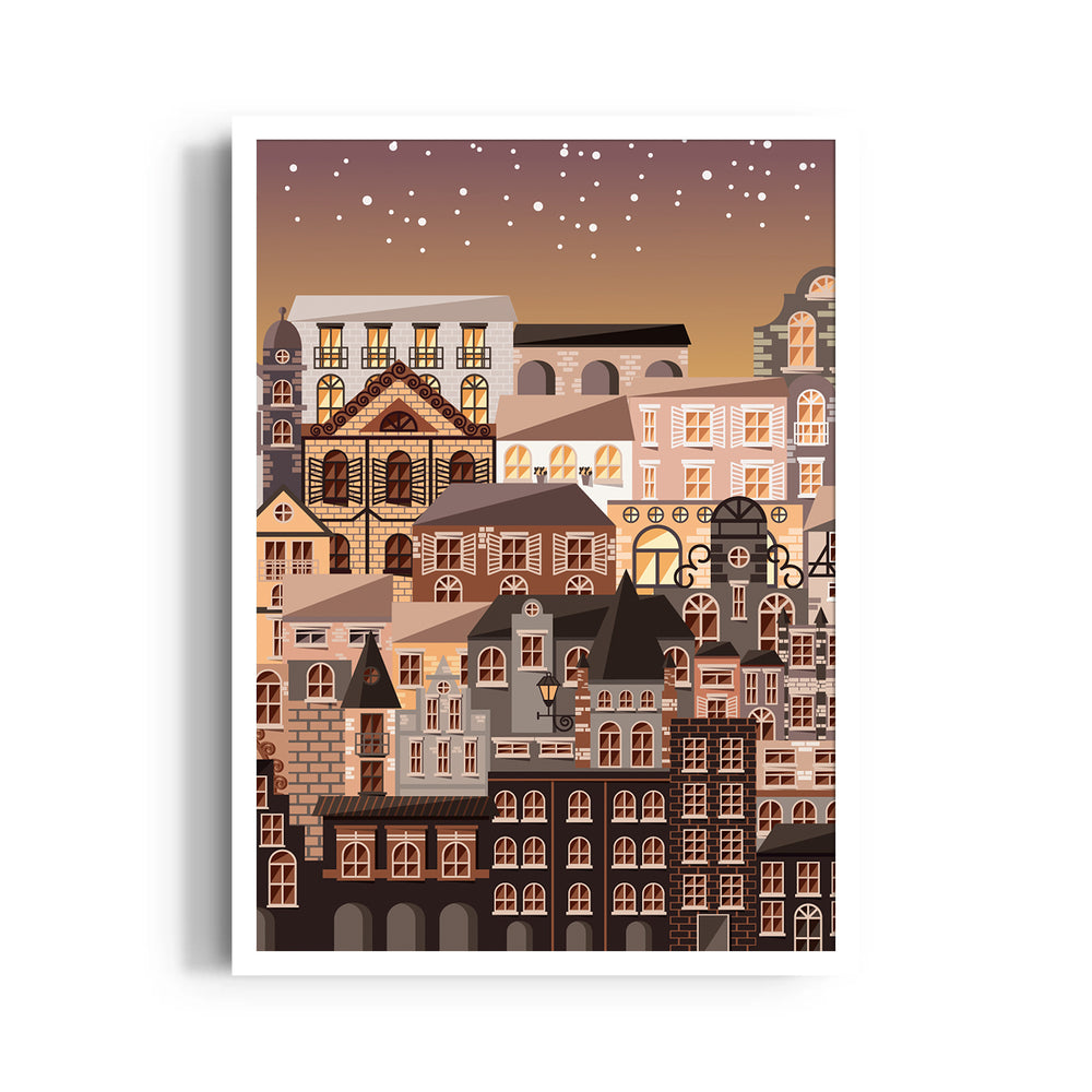 Golden Evening Old Town - City Wall Art