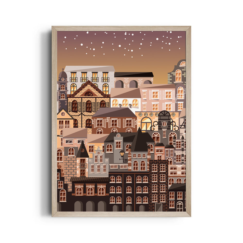 Golden Evening Old Town - City Wall Art