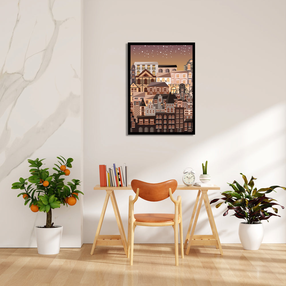 Golden Evening Old Town - City Wall Art