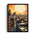 Golden Horizon Cityscape - City Wall Art
