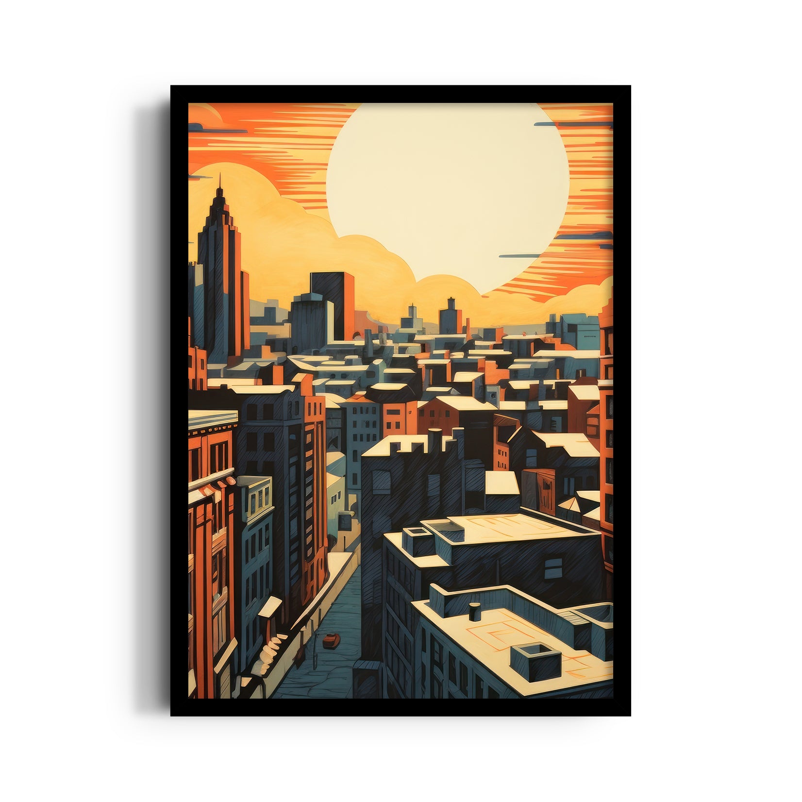 Golden Horizon Cityscape - City Wall Art