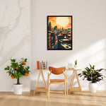Golden Horizon Cityscape - City Wall Art